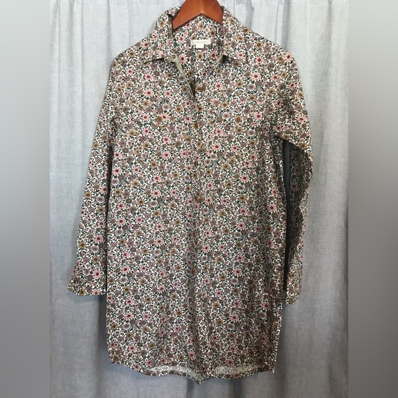 Floral Outerknown Prospect Shirt Dress Salt Quinn Organic Cotton XS - Picture 1 of 5